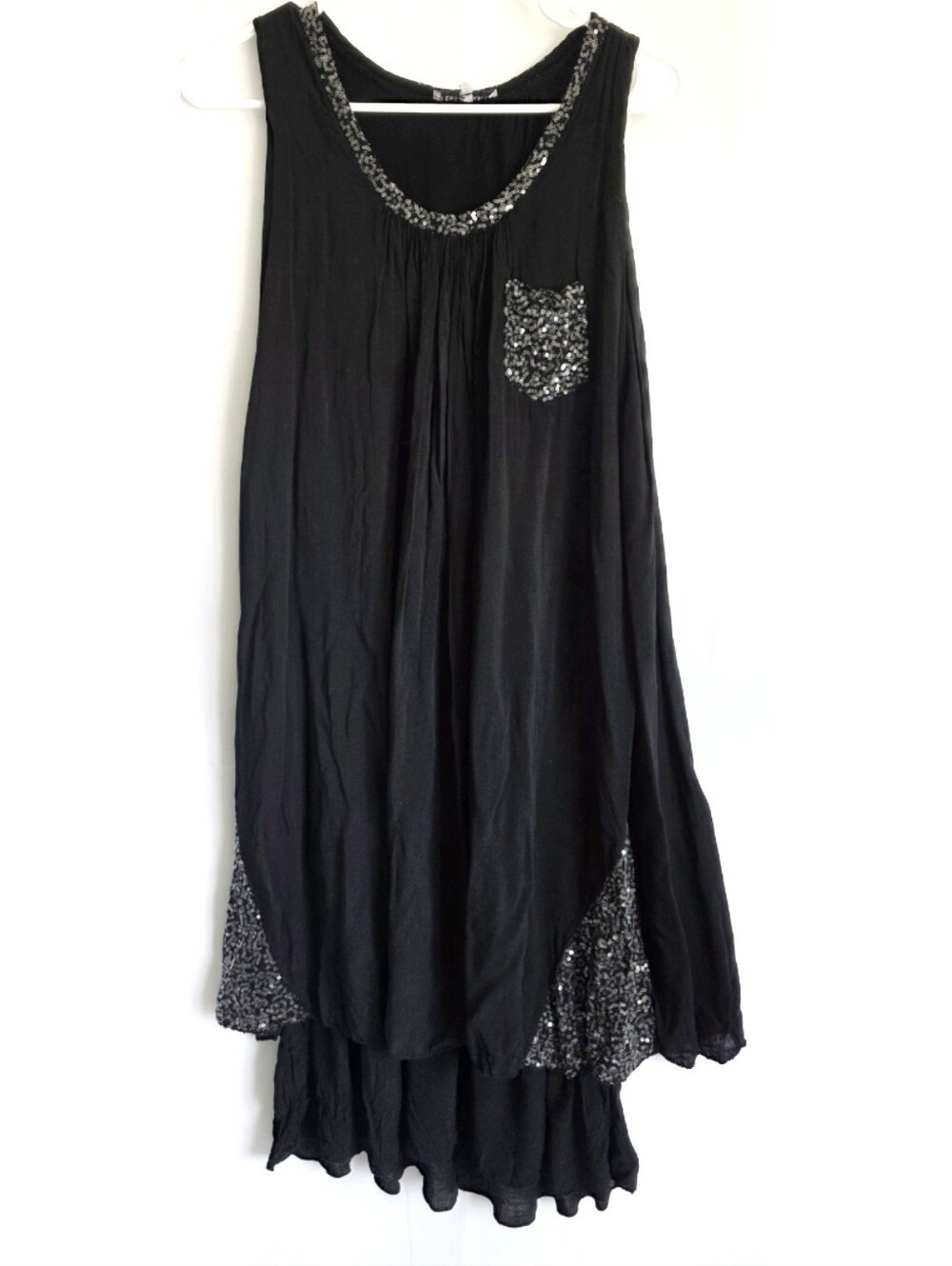 TEMPO PARIS Sequin Layered Flowy Tank Dress L
